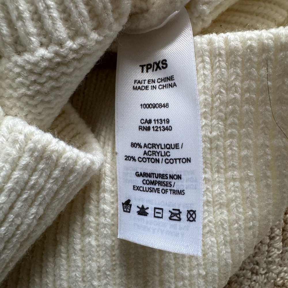 Garage Cropped Zip Hoodie Sweater Preppy Cream Navy Stripe Size XS - Picture 6 of 9